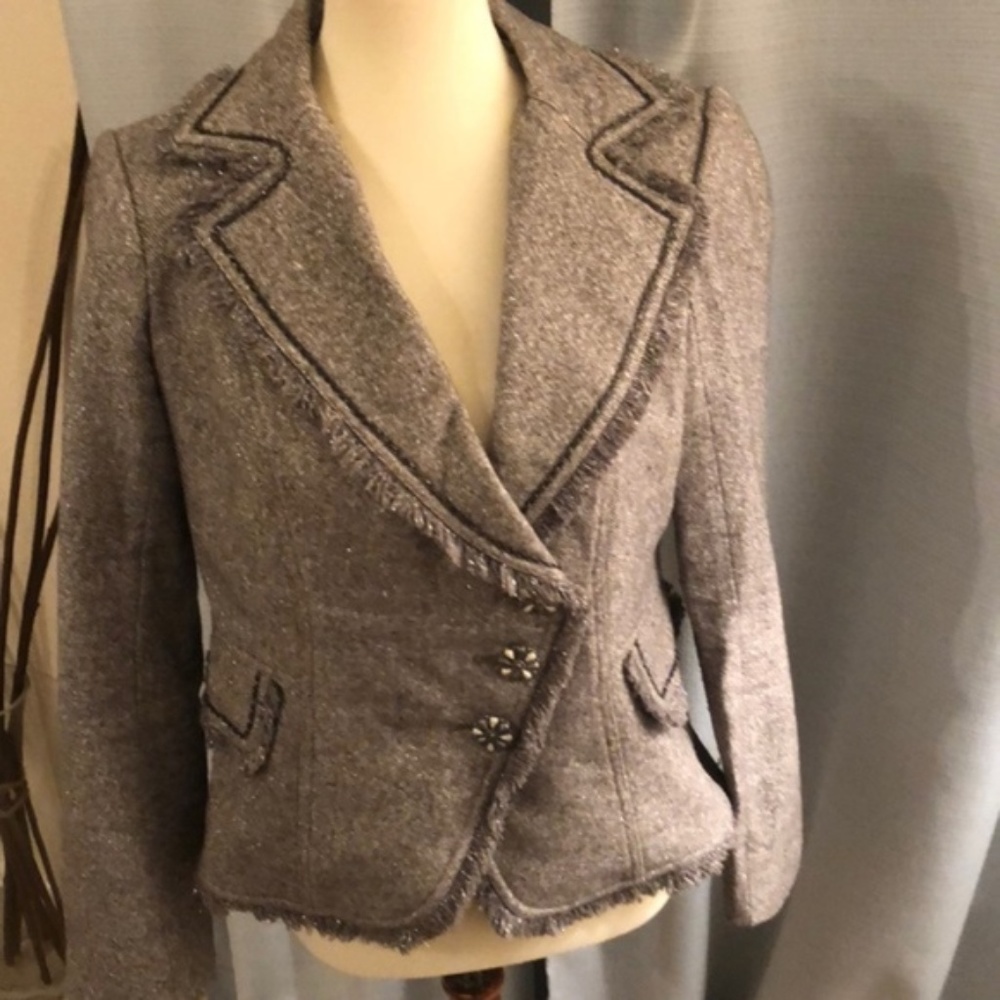 Cache’ Women’s Gray/Silver Fitted Fashion Blazer